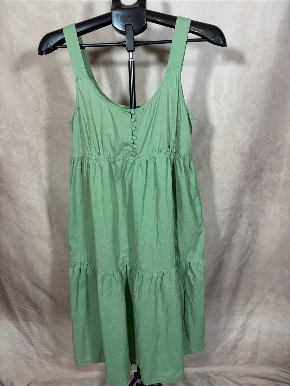 Adore Me Green Tiered Cotton Nightdress/Nightgowwith button detail in the front